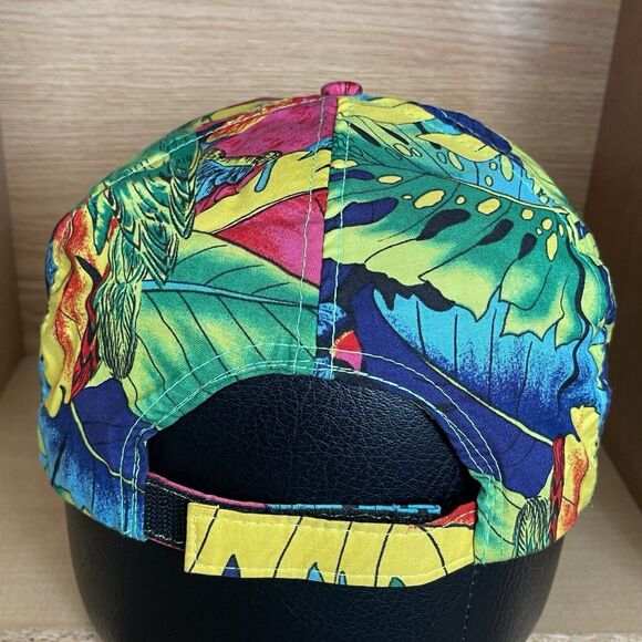 Vintage Bahamas Hawaiian Floral Rope Hat Surf Style Tropical Strap Cap - Picture 7 of 13